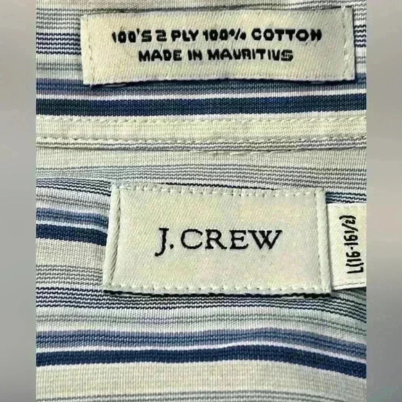 J. Crew Men’s size Large 16-16.5 Blue & White Dress shirt long sleeve button - Picture 4 of 5